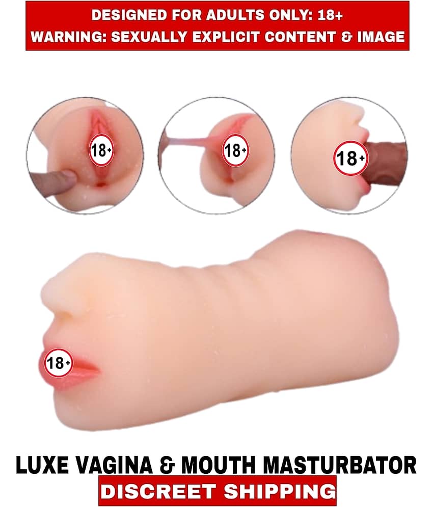 New Real Feel L U X E 2in1 Pocket Pussy Vagina and Mouth Double Side Silicon Masturbator Male Sexy Toy For Men