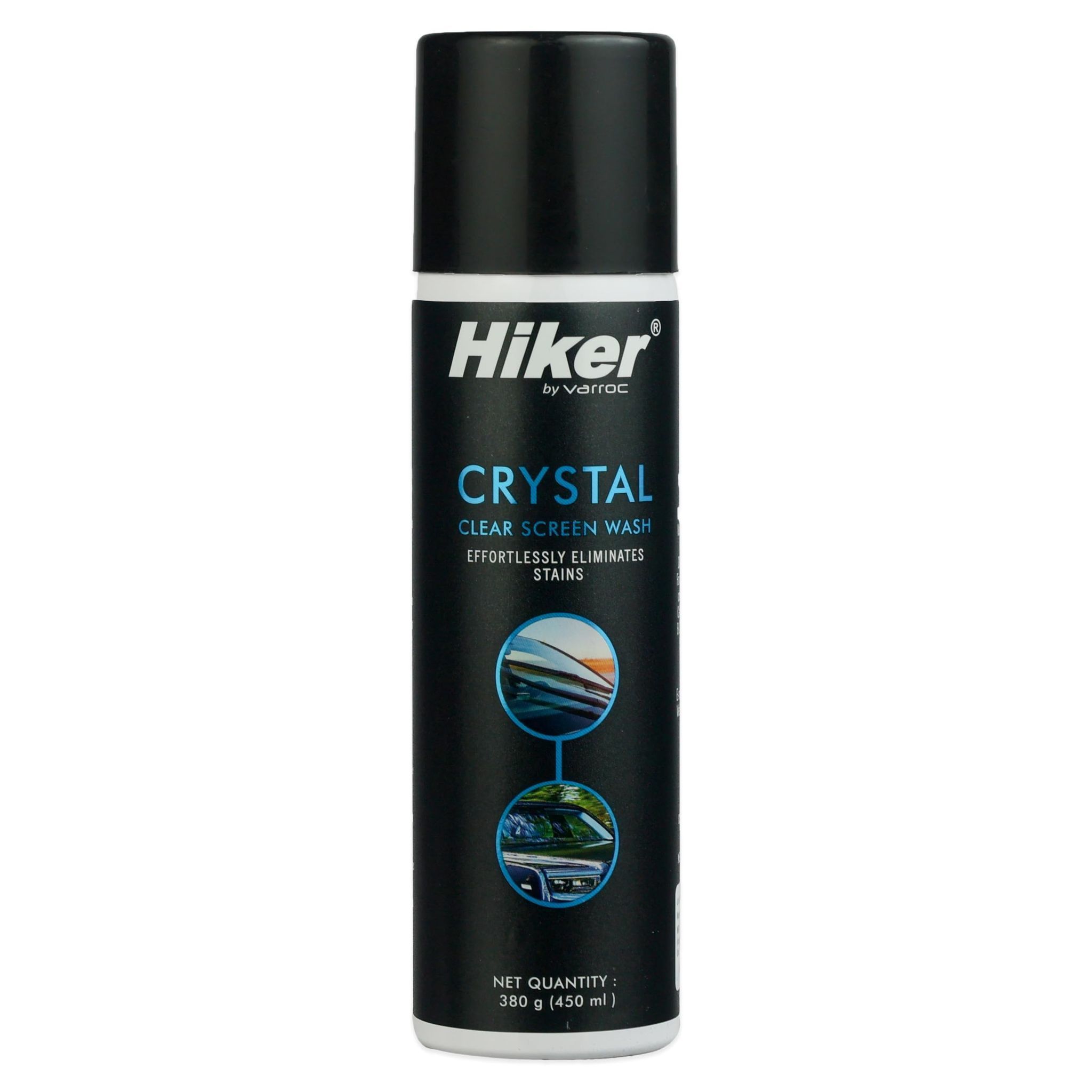 Hiker by Varroc Crystal Clear Screen Wash- 450 ml | Windshield Cleaner for Streak-Free & Clear Visibility | Cleans Dirt, Grime, Stains and Prevents Scratches | Suitable for Tinted and Non-Tinted Glass