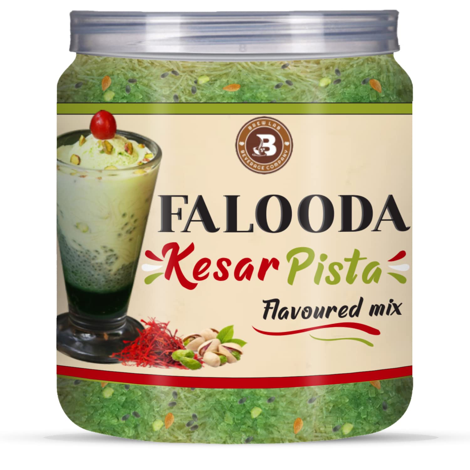 Brew Lab Kesar Pista Flavored Falooda| Instant Falooda Mix| Easy to Make Mix it with Milk 250 g