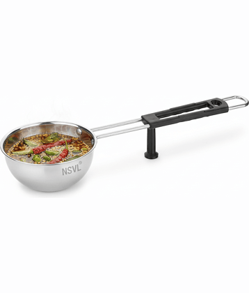 NSVL steeltadka Non Coated Stainless Steel Taper Fry Pan Induction Bottom without Lid 10 cm Diameter 0.5 Ltr