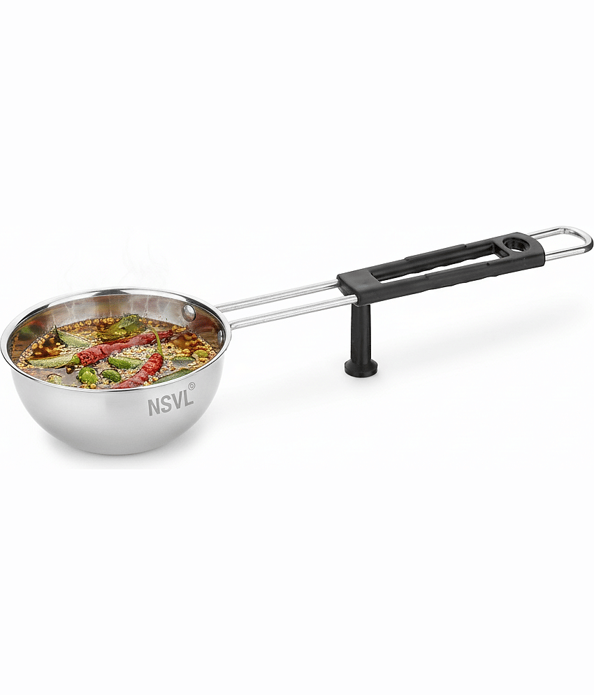 NSVL steeltadka Non Coated Stainless Steel Taper Fry Pan Induction Bottom without Lid 10 cm Diameter 0.5 Ltr