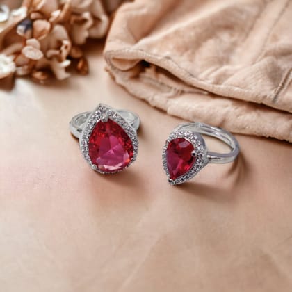 Fiery Passion Crystal Ring in Rhodium-Crystal Red / Rhodium