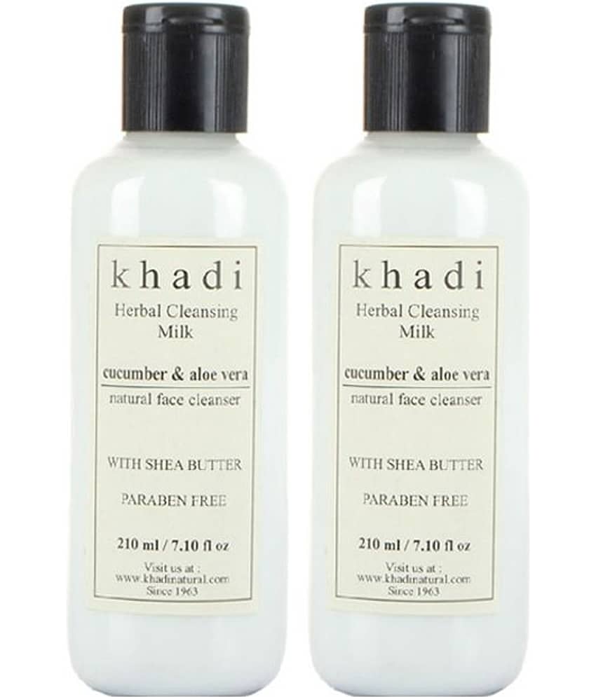 Khadi Herbal Cleansing Milk -  Cucumber & Aloe Vera (Twin Pack)  210Ml