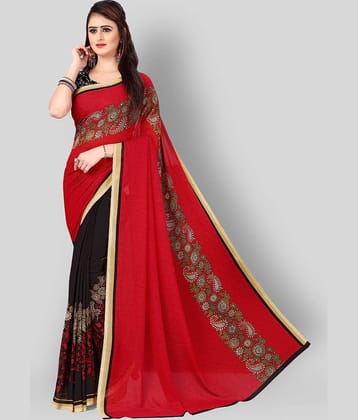 ANAND SAREES Georgette Printed Saree With Unstitched Blouse Piece ( Multicolor )