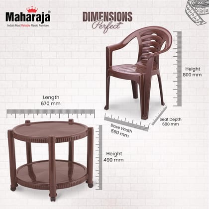 MAHARAJA Plastic Furniture Set | Comfortable Chairs with Matching Table | Sturdy & Stylish | Multi-Purpose Use