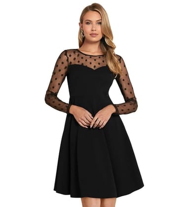 Women's Knitting Stretchable Solid Round Neck Full Sleeve Dresses (Black, S)-PID56780 Women's Knitting Stretchable Solid Round Neck Full Sleeve Dresses (Black, S)-PID56780