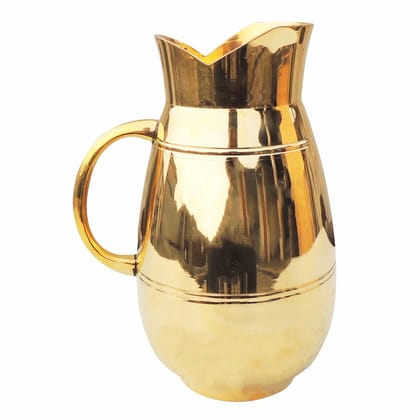 Brass Water Jug � 1.65 Liter | Handcrafted Kitchen & Dining Pitcher, Height : 9 Inch (BCMAS167 F)