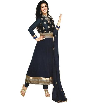 Reya Black Georgette Dress Material