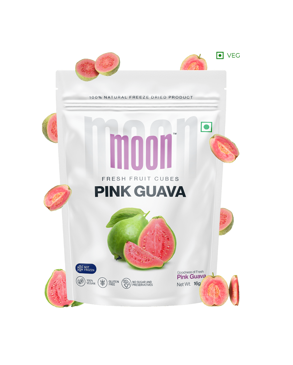 Moon Freeze Dried Pink Guava Cube, 16 gm