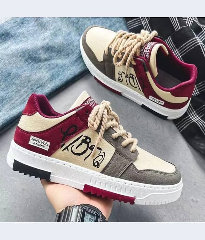 Xtoon Rich Quality|Comfortable|Lightweight Maroon Men's Sneakers