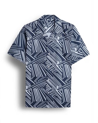"Men's Jamun with White Line Print Short Sleeve Shirt: Contemporary Sophistication by Glamastitch"-S / Cotton