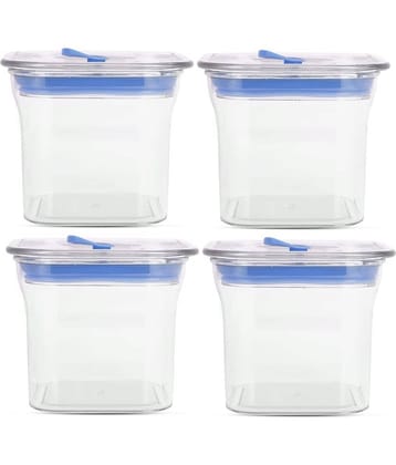HomePro Fabio Airtight Transparent storage Plastic container pack of 4, Square, 600ml, Blue
