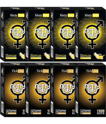 NottyBoy Banana Flavoured, Ultra Thin and 1500 Dots Condoms For Men - 80 Units