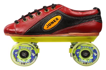 JJ Jonex Shoe Skates, Shoe Skates for Kids, Fix Body Shoe Skates (4 UK/Ind, Black Red- Hypro Rollo)