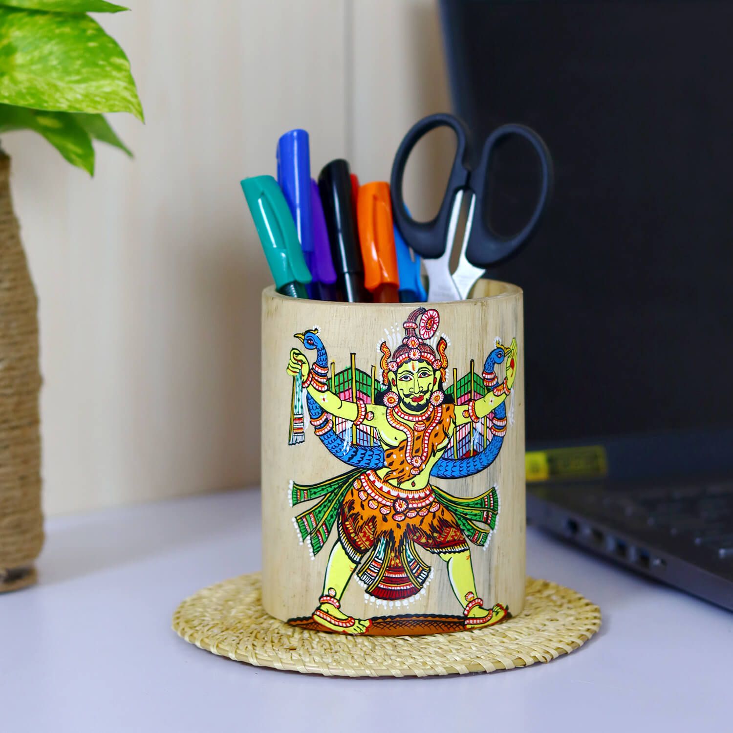 Wooden Pattachitra Pen / Pencil Stand