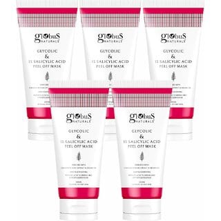 Globus Naturals Glycolic & 1% Salicylic Acid Anti Acne Peel Off Mask, For Oily & Acne Prone Skin, Natural & Ayurvedic Formula, Chemical Free, Cruelty Free, 100 gms, Set of 5