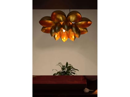 Lotus Shape Decorative Hanging Pendant Light for Living Room, Ceiling Hanging Lights for Pooja Room & Patio Garden Terrace Light