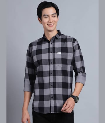 MAJESTIC MAN 100% Cotton Slim Fit Checks Full Sleeves Men's Casual Shirt - Light Grey ( Pack of 1 )