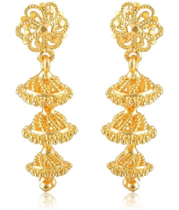 Vighnaharta - Golden Jhumki Earrings ( Pack of 1 )