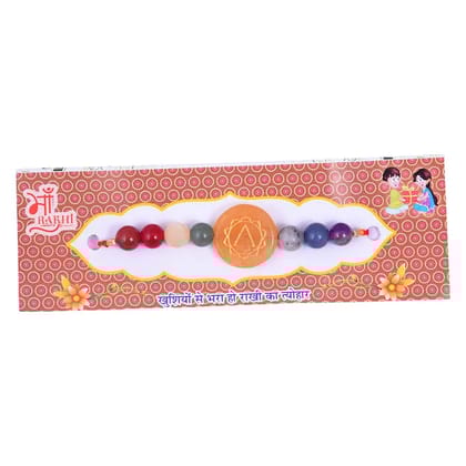 Krishna Impex Semi Precious Stone Seven Chakra Rakhi With Chakra Symbol Bracelet For Men And Women (KC02)  by Krishna Impex
