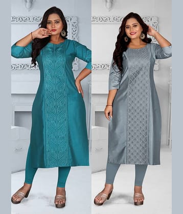 Hetsa Women Chanderi Embroidered A-line Kurti ( Multicolor )