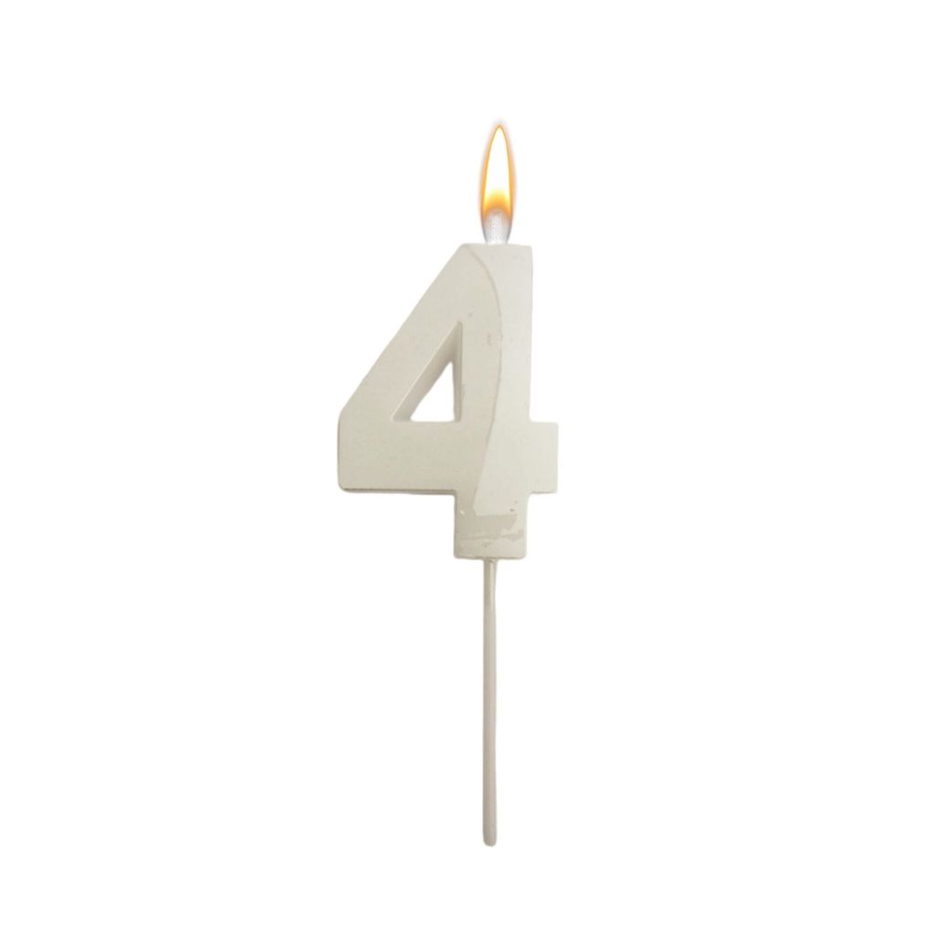Metallic White Numerical No. 4 Stick Candle - Party and Festive Needs | Buy online on ZillyBuy