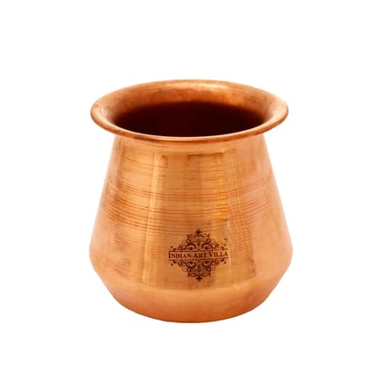 Indian Art Villa Plain Copper Lota Kalash Pot, Pooja Temple Home Office-370ml
