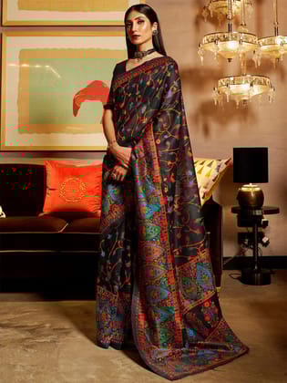 Sable Black Banarasi Silk Saree