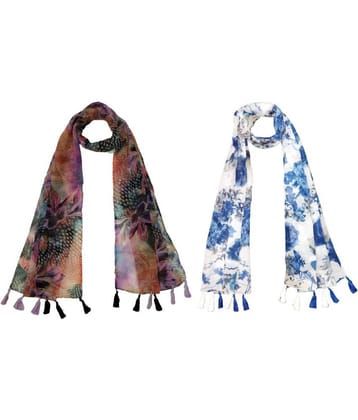 stolevilla Multi Printed Poly Cotton Yarn Stoles ( Pack of 2 )