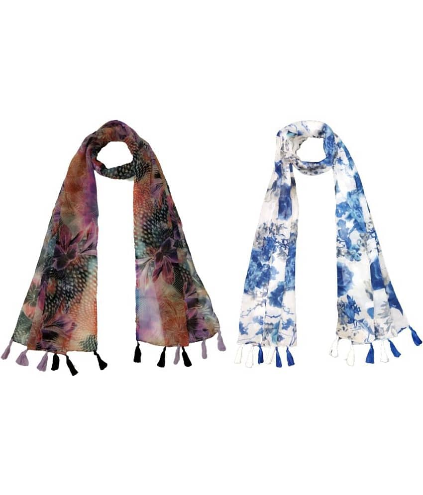 stolevilla Multi Printed Poly Cotton Yarn Stoles ( Pack of 2 )