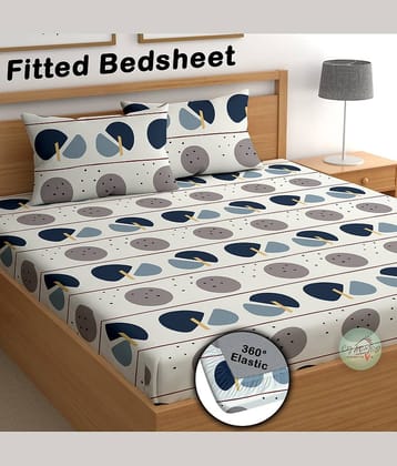 CG HOMES Cotton 1 Double Fitted Bedsheet with 2 Pillow Covers ( 220 cm x 220 cm ) , Off White