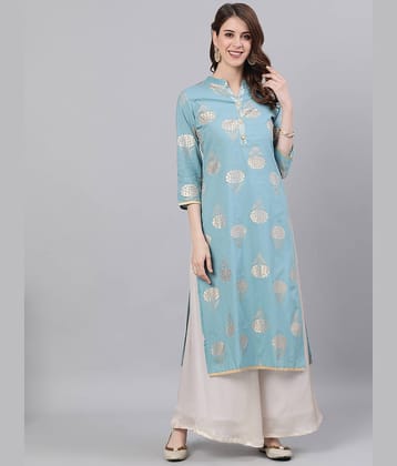 Antaran Cotton Solid Straight Women's Kurti - Blue ( Pack of 1 )