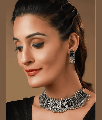 Sunhari Jewels Black Alloy Necklace Set ( Pack of 1 )