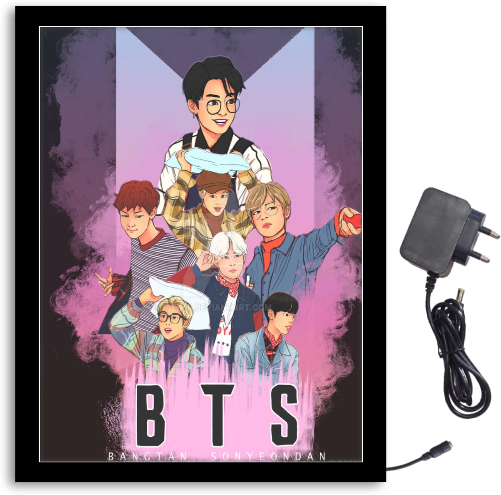 NOKKES BTS Bangtan Sonyeondan Light Photo Frame 8X10 inch Led Light photo Frame With Light Adaptor Led Light Photo Frame Black Color Photo Frame_AQW134