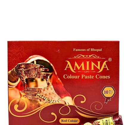 Amina Instant Mehendi Cone | Tattoo Mehndi | Color Paste | Outline Mehandi | Dulhan Mehendi Cone | Natural Henna Cone | Tattoo Mehandi Cones (Red, Pack of 12)