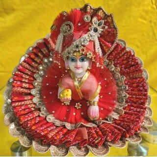 Laddu Gopal Dress and Pagdi Set, Red Bandhani Poshak for Thakur Ji