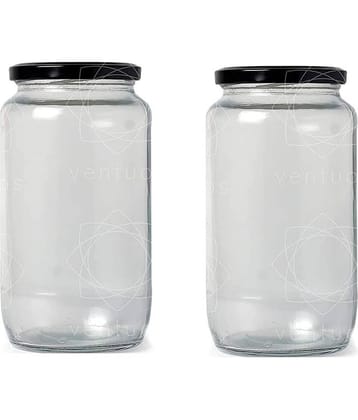 AFAST Coockes Jar Glass Transparent Cookie Container ( Set Of 2 )