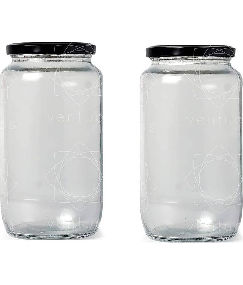 AFAST Coockes Jar Glass Transparent Cookie Container ( Set Of 2 )