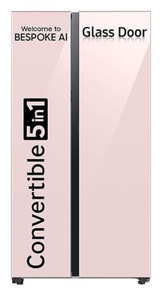 Samsung 653 L, 3 Star, Bespoke AI, Glass Door, Frost Free, Double Door, Convertible 5-in-1 Digital Inverter, Side By Side Smart Refrigerator with Auto Open Door (RS76CB81A3P0HL, Clean Pink,2024 Model) Samsung 653 L, 3 Star, Bespoke AI, Glass Door, Frost Free, Double Door, Convertible 5-in-1 Digital Inverter, Side By Side Smart Refrigerator with Auto Open Door (RS76CB81A3P0HL, Clean Pink,2024 Model)