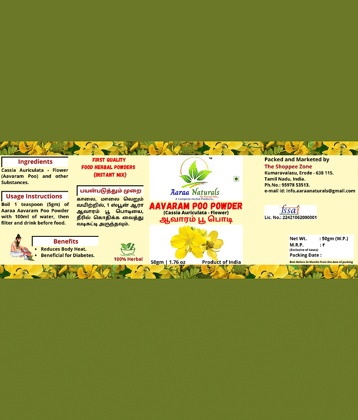 Aaraa Naturals Aavaram Poo Powder Instant Mix 50 gm Pack of 4