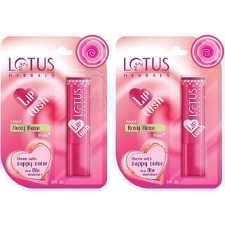 Lotus Herbals Lip Lush Tinted Lip Balm - Rosy Rose Blush  Spf 20  8H Moisturisation  4G ( Pack Of 2 )