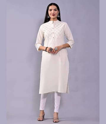 QuaClo - Off White Cotton Women's Straight Kurti ( Pack of 1 )