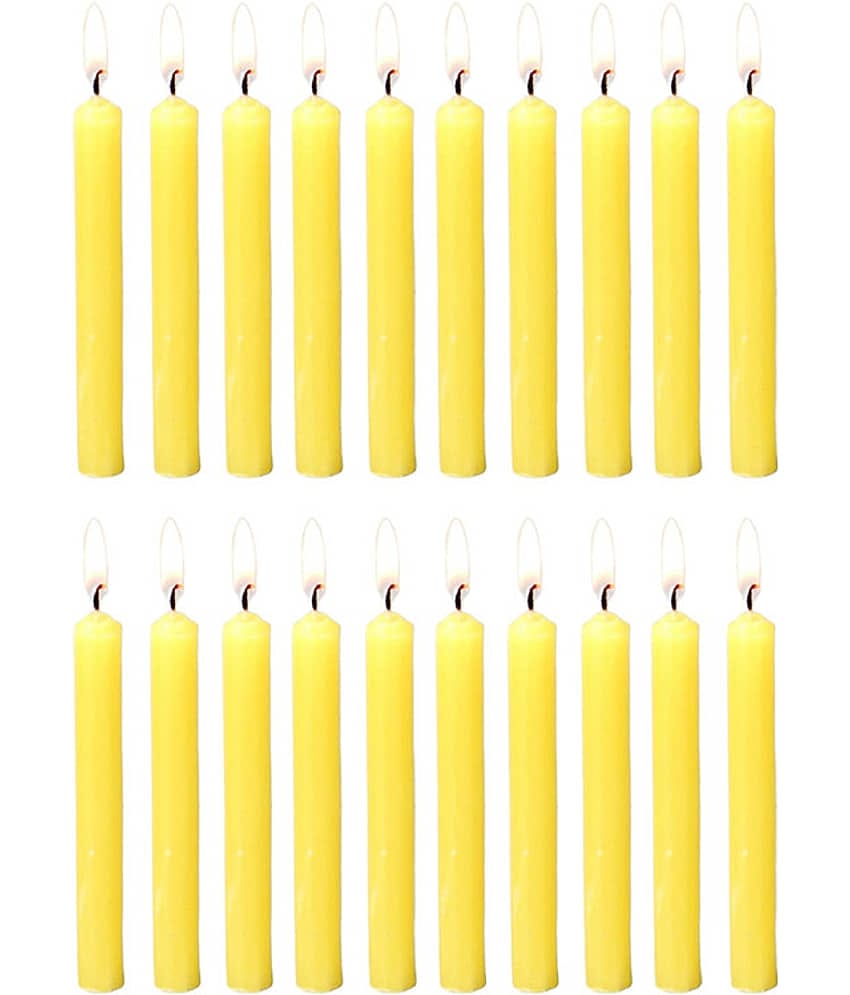 PROSPERRO LUMO - Yellow Unscented Pillar Candle 10 cm ( Pack of 20 )