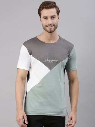 Multicolour Colourblocked Crew Neck Tshirt-S