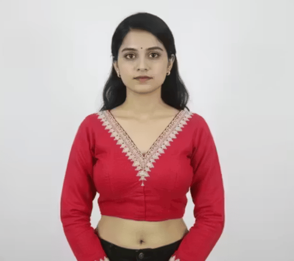 Women fullsilev styles bichitara blouse,Red colour