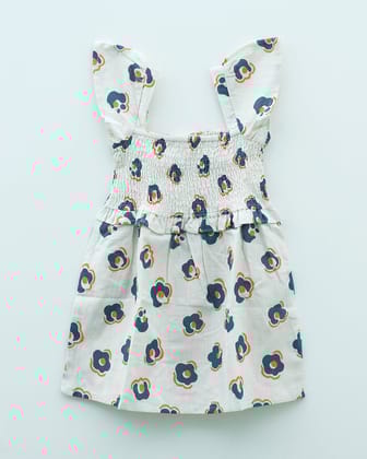 Whimsical White Floral Dress-1-2 years