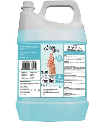 Mirah Belle Unscented - Hand Rub Sanitizer Liquid Can (2 Ltrs) Sanitizers 2000 mL Pack of 1