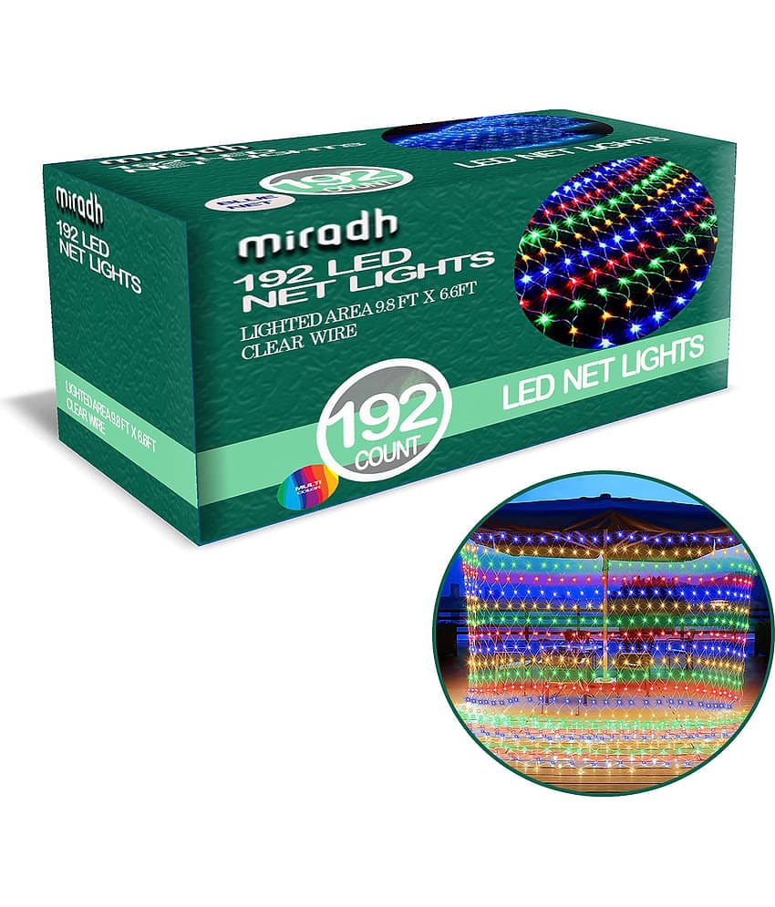 MIRADH Net Mesh 3X2M Lights For Diwali Decoration MULTI Outdoor Wall lights Cool Day Light - Pack of 1
