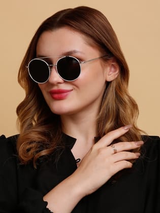 SUNNIES Large Full Frame Metal Round Solid Polarized Women Sunglasses-SNS-11683-C202