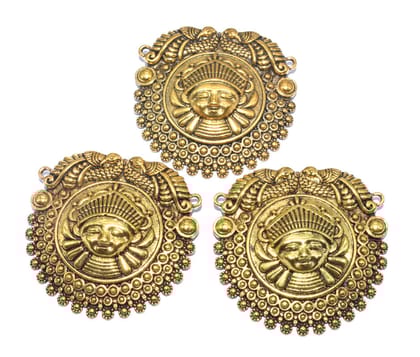 German Silver Metal Oxidized Golden Pendant  ,(GPN-043) , Per Packet of 2 Pcs-Per Packet of 2 Pcs / 49 MM